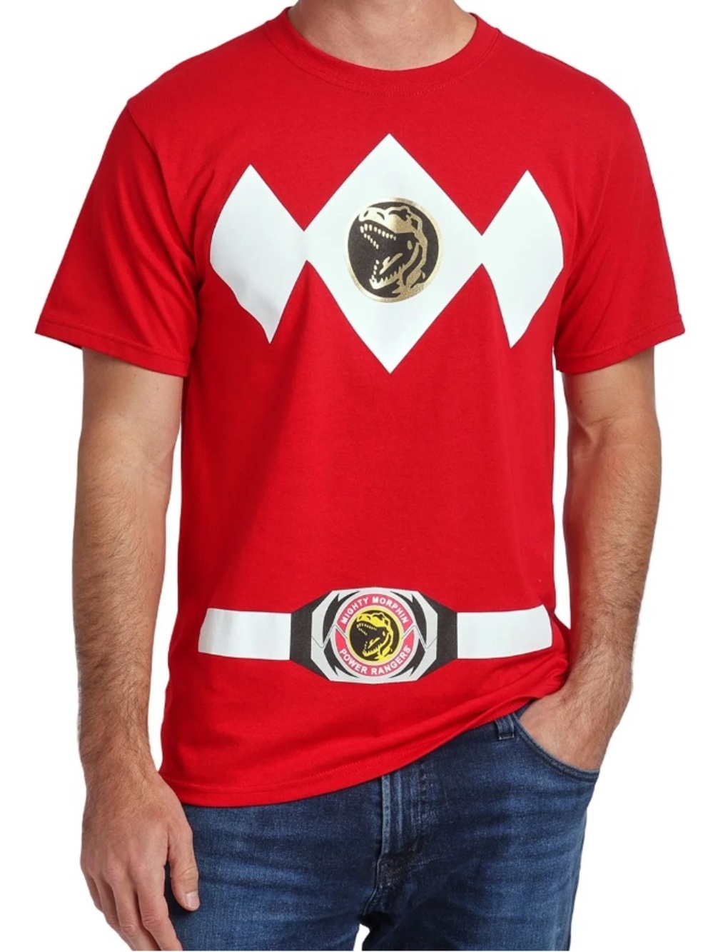 Power Rangers Short Sleeve T Shirt Men’s Size Medium Red And White Graphic Print